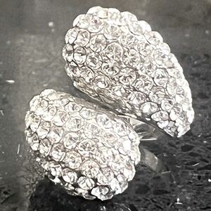 Swarovski Crystal Element Micro Pave Set Bypass Dome Cocktail statement Ring